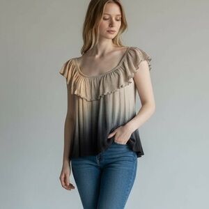Free People Cora Lee Ombre Ruffle Top – Size Small